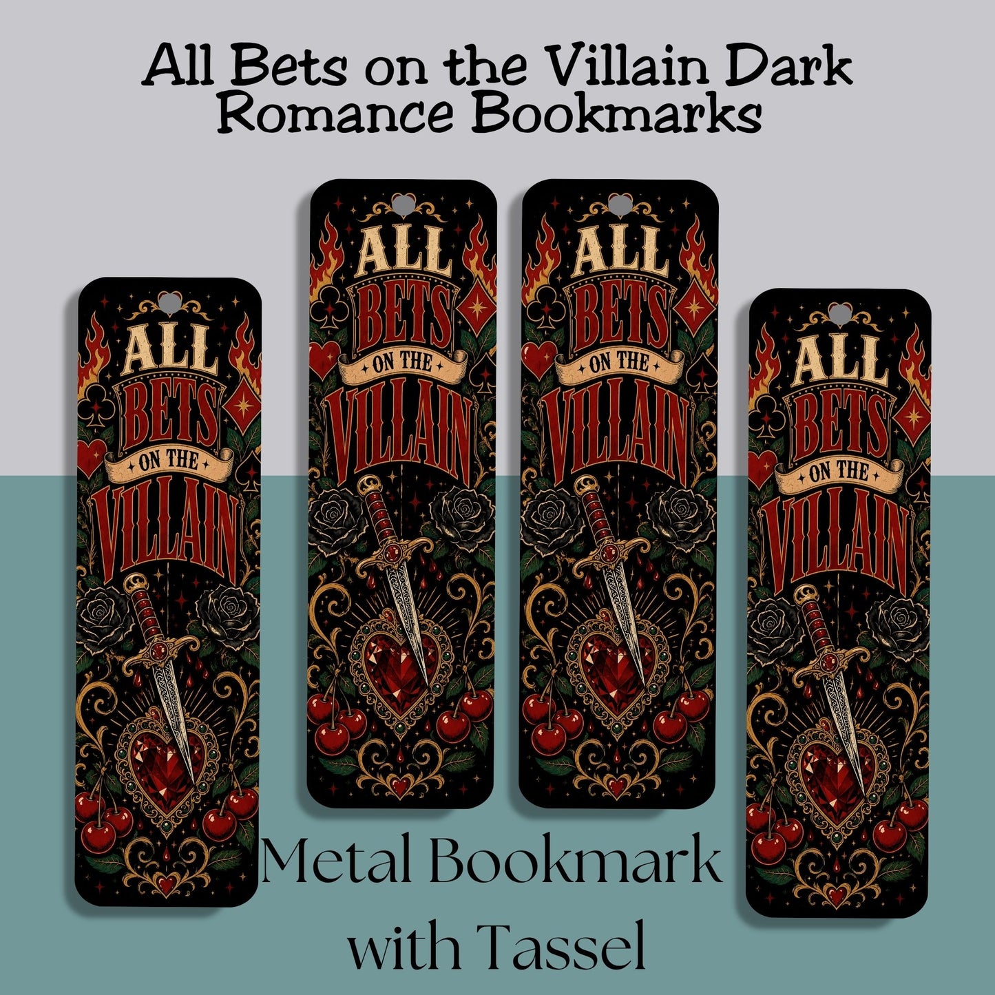 All Bets on the Villain Metal Bookmark, Dark Romance Bookmark, Book Lover Gift, Romantasy Reader Accessory