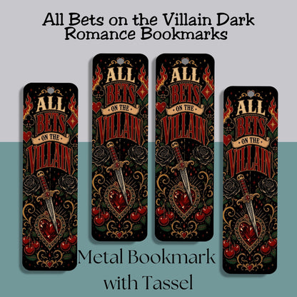 All Bets on the Villain Metal Bookmark, Dark Romance Bookmark, Book Lover Gift, Romantasy Reader Accessory