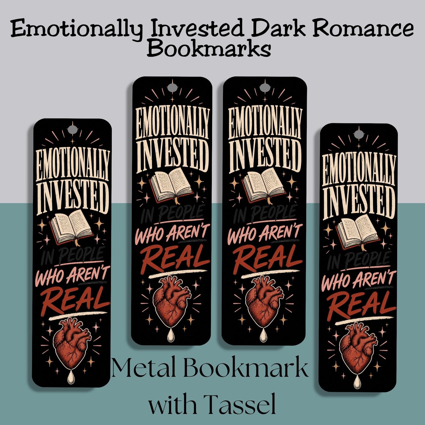 Emotionally Invested Bookmark, Funny Book Lover Bookmark, Romance Reader Gift, BookTok Bookmark, Fictional Men Reader Gift