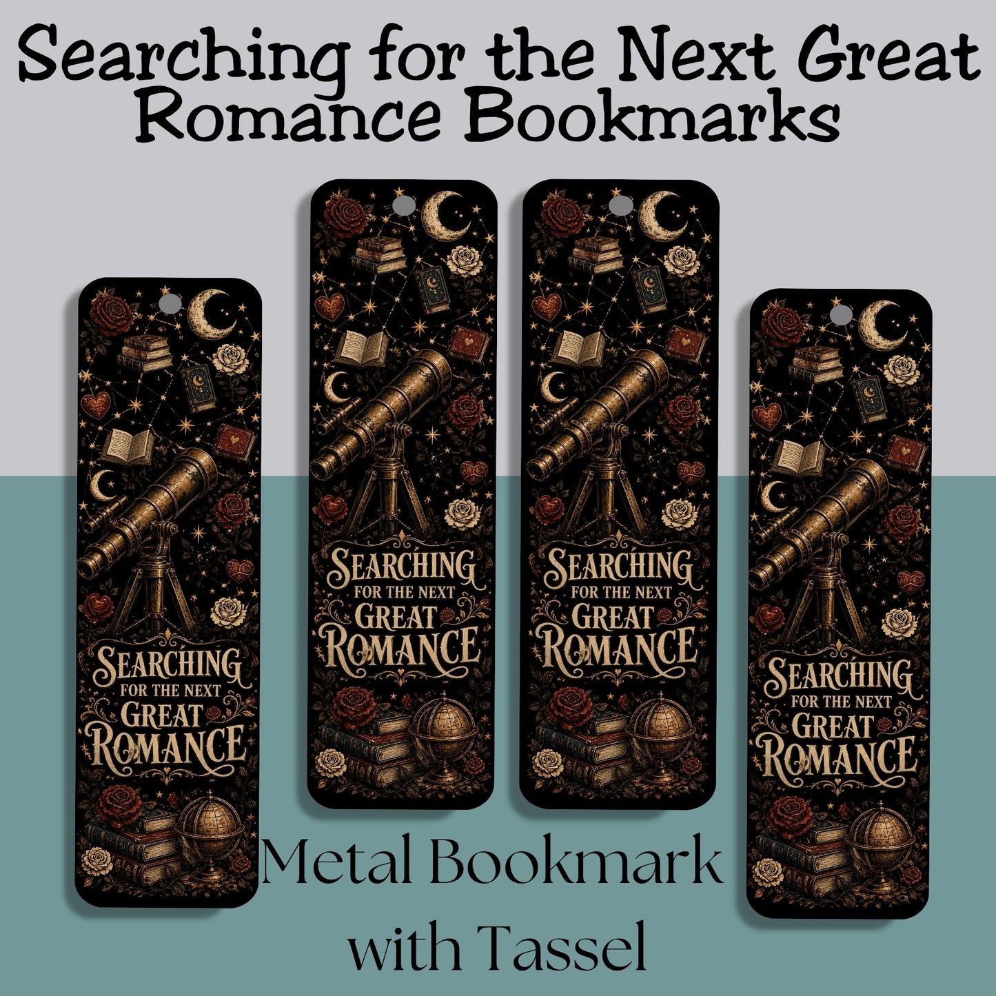Searching for the Next Great Romance Metal Bookmark, Book Lover Bookmark, Romance Reader Gift, BookTok Bookmark, Literary Book Accessory