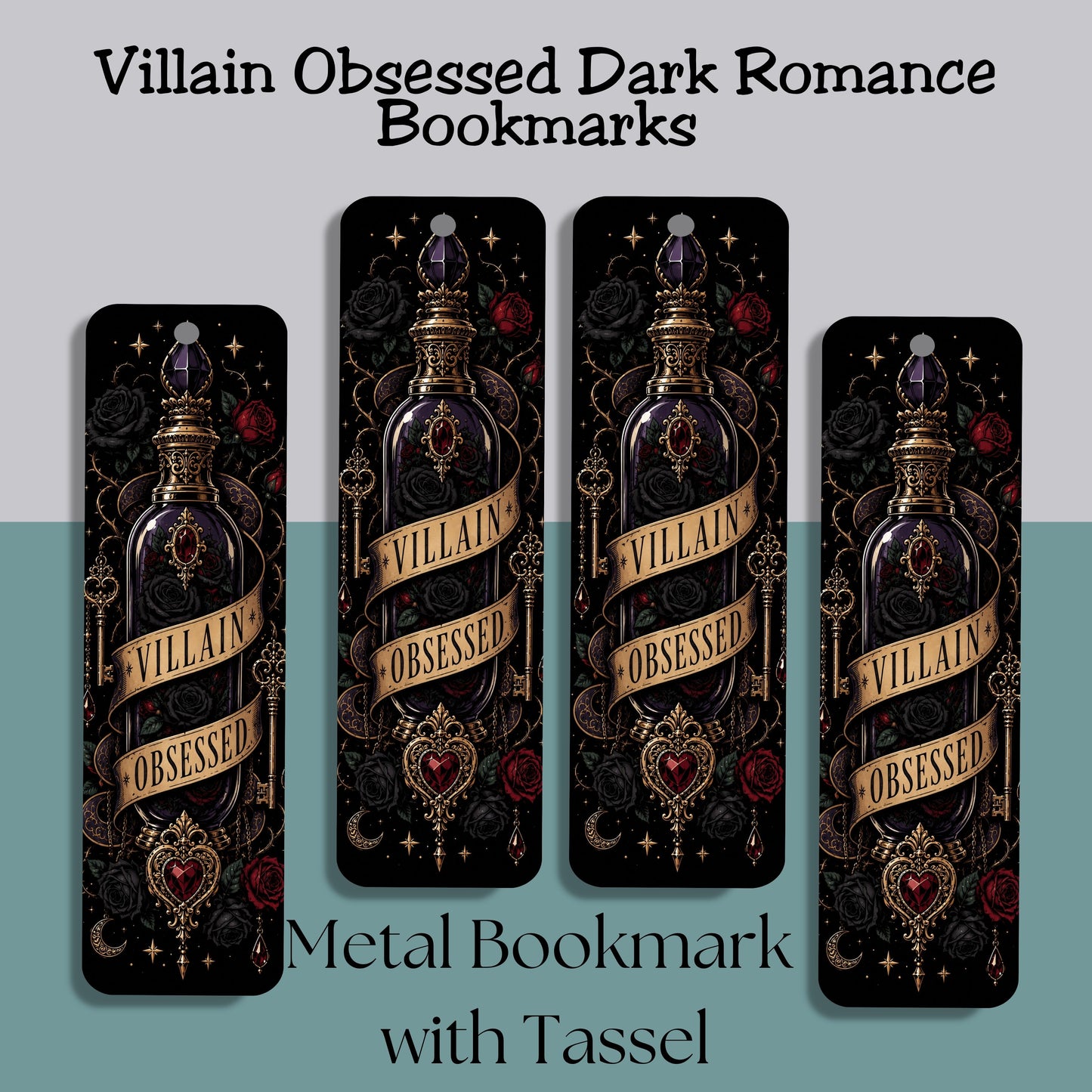 Villain Obsessed Bookmark, Dark Romance Metal Bookmark, Romantasy Reader Gift, Morally Gray Book Lover Bookmark