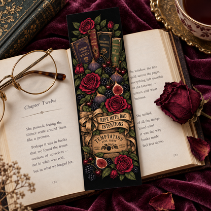 Dark Academia Printable Set, Gothic Book Lover Wall Art, Printable Bookmark, Phone Wallpaper, Ripe With Bad Intentions