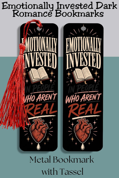 Emotionally Invested Bookmark, Funny Book Lover Bookmark, Romance Reader Gift, BookTok Bookmark, Fictional Men Reader Gift