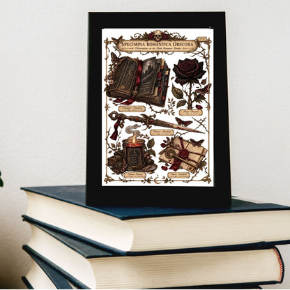 Dark Romance Reader Printable Wall Art, Gothic Book Lover Specimen Print, Vintage Dark Academia Digital Download
