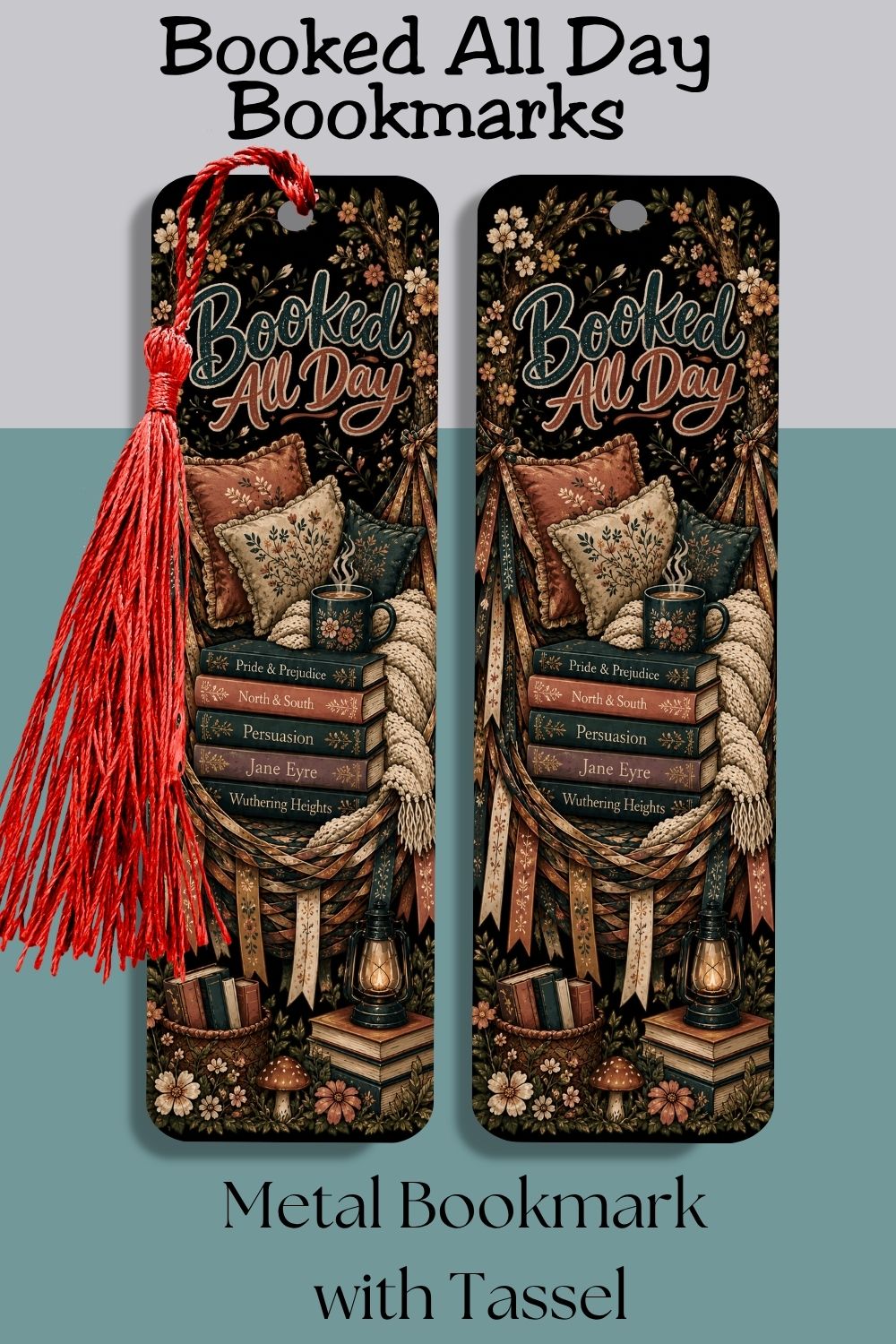 Never lose your place in a story worth finishing. 📚🌿 The Booked All Day metal bookmark features a cozy reading hammock, stacks of books, coffee, lanterns, and beautiful cottagecore details. A thoughtful gift for romance readers, BookTok lovers, librarians, teachers, and anyone who believes one more chapter is always a good idea.

#BookedAllDay #MetalBookmark #BookLoverGift #ReaderBookmark #BookTokGift #BookAccessory #RomanceReader #Bibliophile #ReadingGift #BookishLife