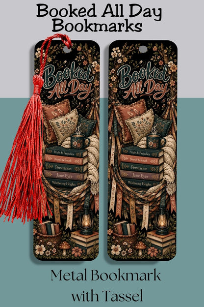 Never lose your place in a story worth finishing. 📚🌿 The Booked All Day metal bookmark features a cozy reading hammock, stacks of books, coffee, lanterns, and beautiful cottagecore details. A thoughtful gift for romance readers, BookTok lovers, librarians, teachers, and anyone who believes one more chapter is always a good idea.

#BookedAllDay #MetalBookmark #BookLoverGift #ReaderBookmark #BookTokGift #BookAccessory #RomanceReader #Bibliophile #ReadingGift #BookishLife