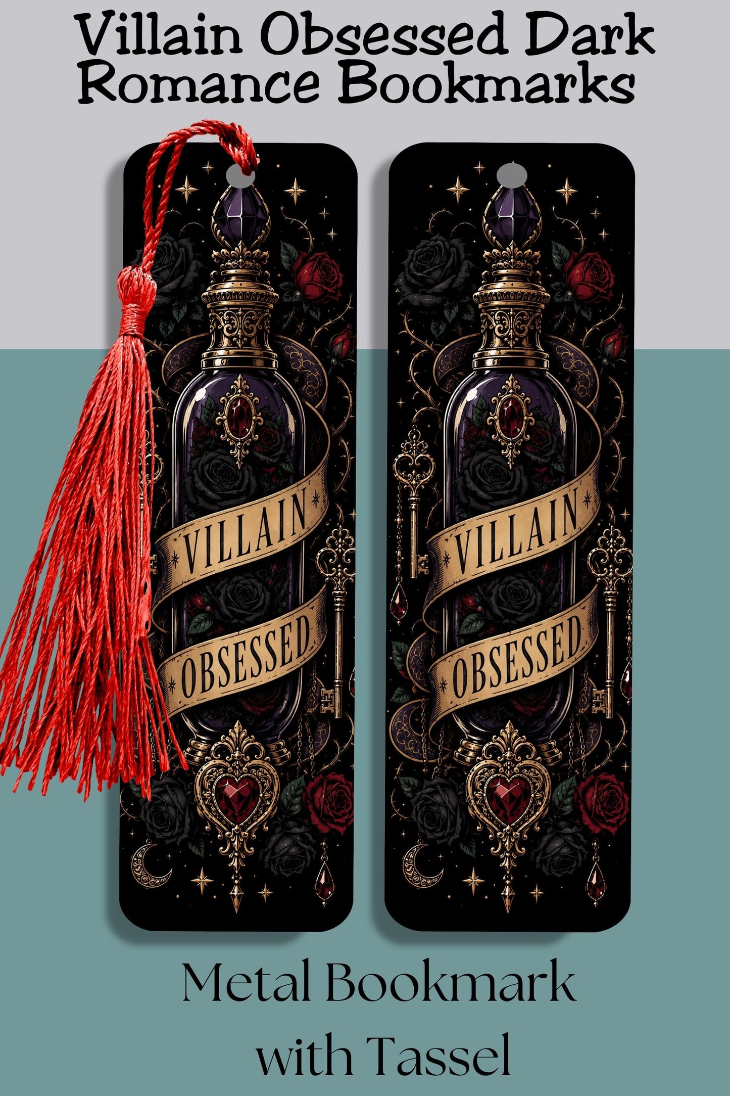 Villain Obsessed Bookmark, Dark Romance Metal Bookmark, Romantasy Reader Gift, Morally Gray Book Lover Bookmark