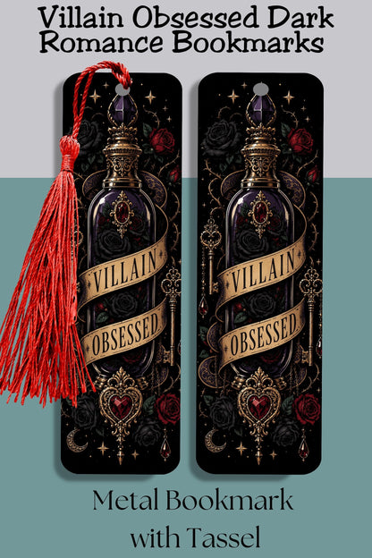 Villain Obsessed Bookmark, Dark Romance Metal Bookmark, Romantasy Reader Gift, Morally Gray Book Lover Bookmark