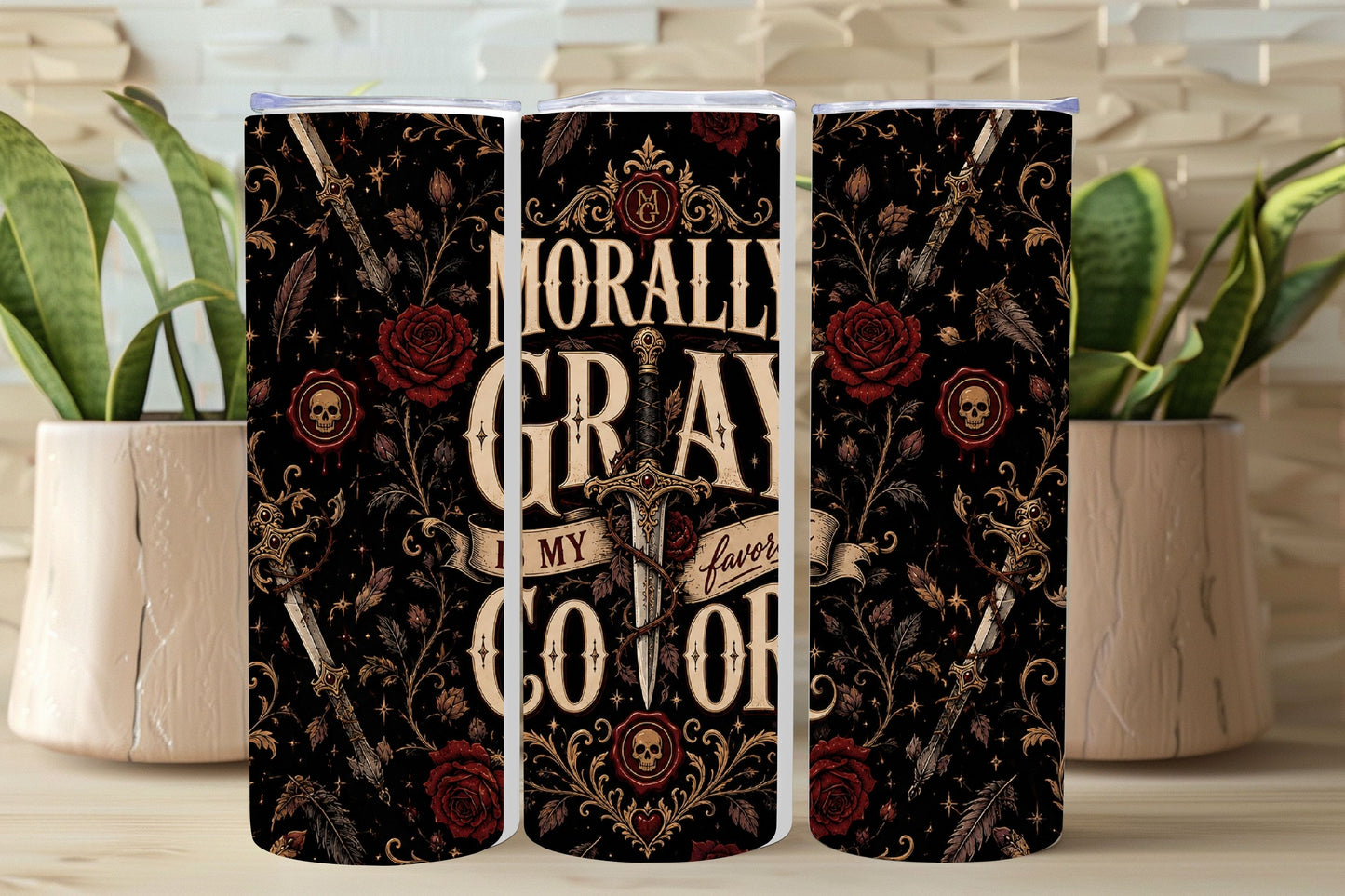 Morally Gray Is My Favorite Color Tumbler, Dark Romance Book Lover Tumbler, Romantasy Reader Gift