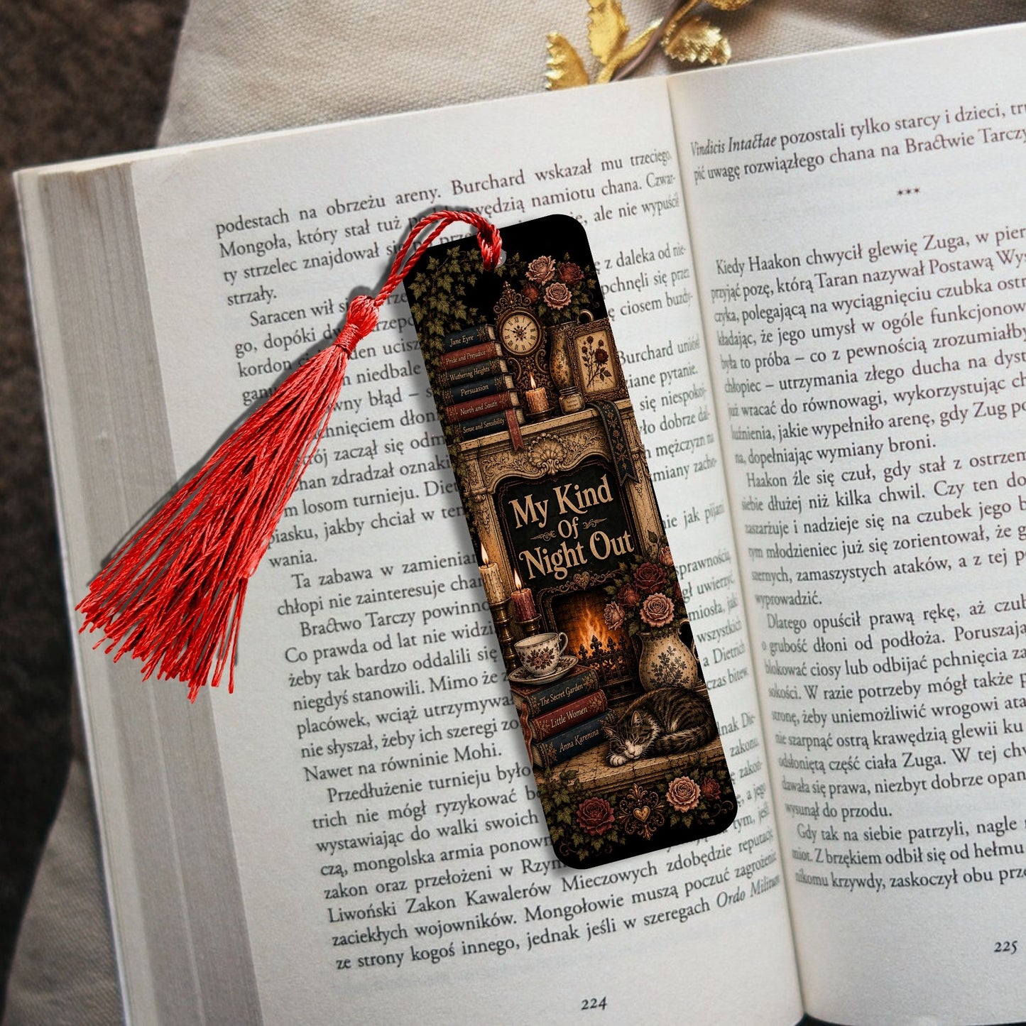 My Kind of Night Out Bookmark, Book Lover Metal Bookmark, Cozy Reading Gift, Vintage Literary Bookmark, Gift for Readers