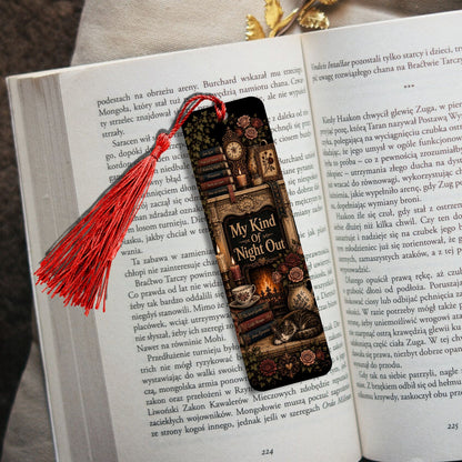 My Kind of Night Out Bookmark, Book Lover Metal Bookmark, Cozy Reading Gift, Vintage Literary Bookmark, Gift for Readers