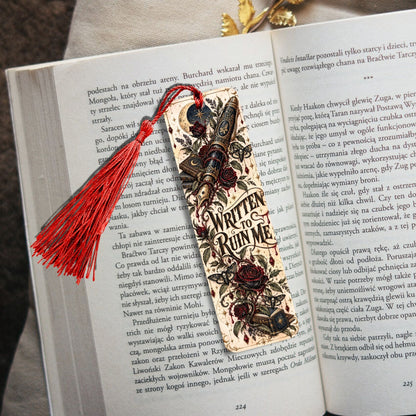 Written to Ruin Me Metal Bookmark, Gothic Book Lover Gift, Dark Romance Reader Bookmark, Roses and Books, Bookish Gift