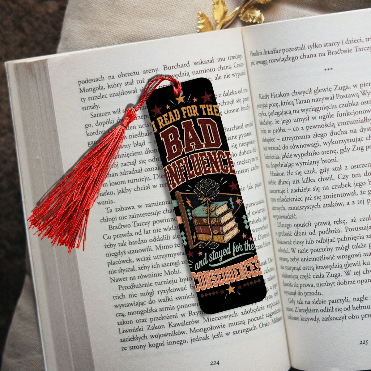 Dark Romance Metal Bookmark with Tassel, Bad Influence Book Lover Gift, Funny Reading Bookmark, Romantasy Reader Gift, Book Club Gift