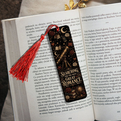 Searching for the Next Great Romance Metal Bookmark, Book Lover Bookmark, Romance Reader Gift, BookTok Bookmark, Literary Book Accessory