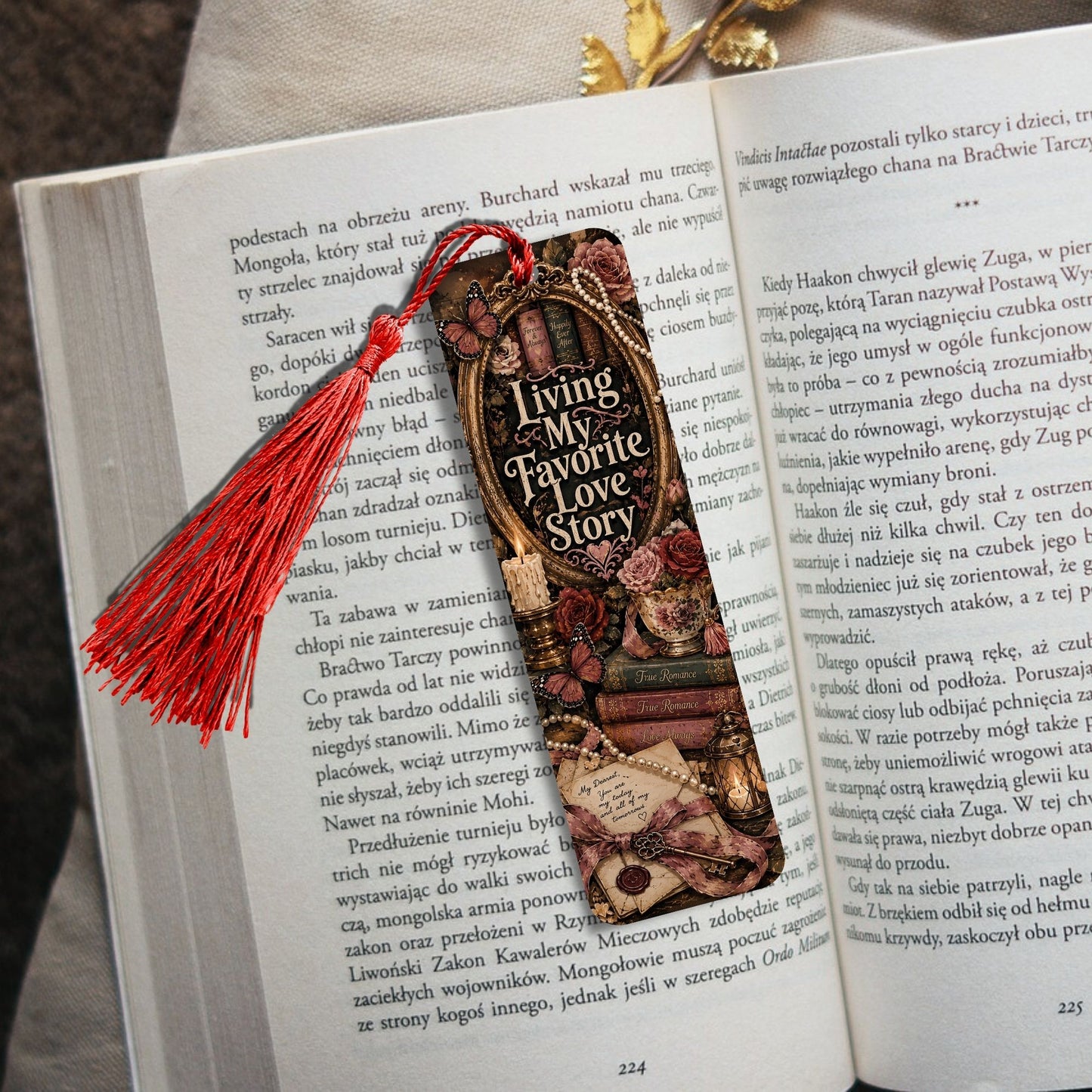 Living My Favorite Love Story Metal Bookmark, Book Lover Bookmark, Romance Reader Gift, BookTok Reading Accessory