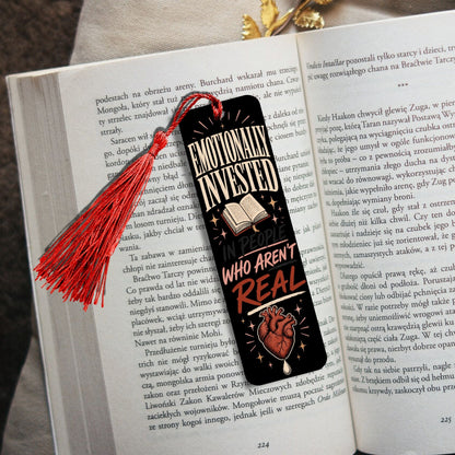Emotionally Invested Bookmark, Funny Book Lover Bookmark, Romance Reader Gift, BookTok Bookmark, Fictional Men Reader Gift