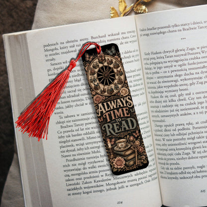 Always Time to Read Metal Bookmark, Book Lover Bookmark, Romance Reader Gift, BookTok Bookmark, Literary Bookmark with Tassel