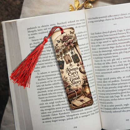 Always Carry a Good Story Metal Bookmark, Book Lover Bookmark, Romance Reader Gift, BookTok Bookmark, Literary Reading Accessory