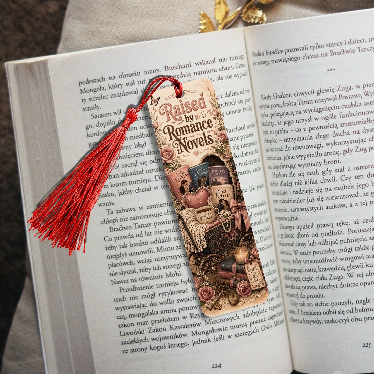 Raised by Romance Novels Metal Bookmark, Book Lover Reader Gift, Literary Reading Accessory