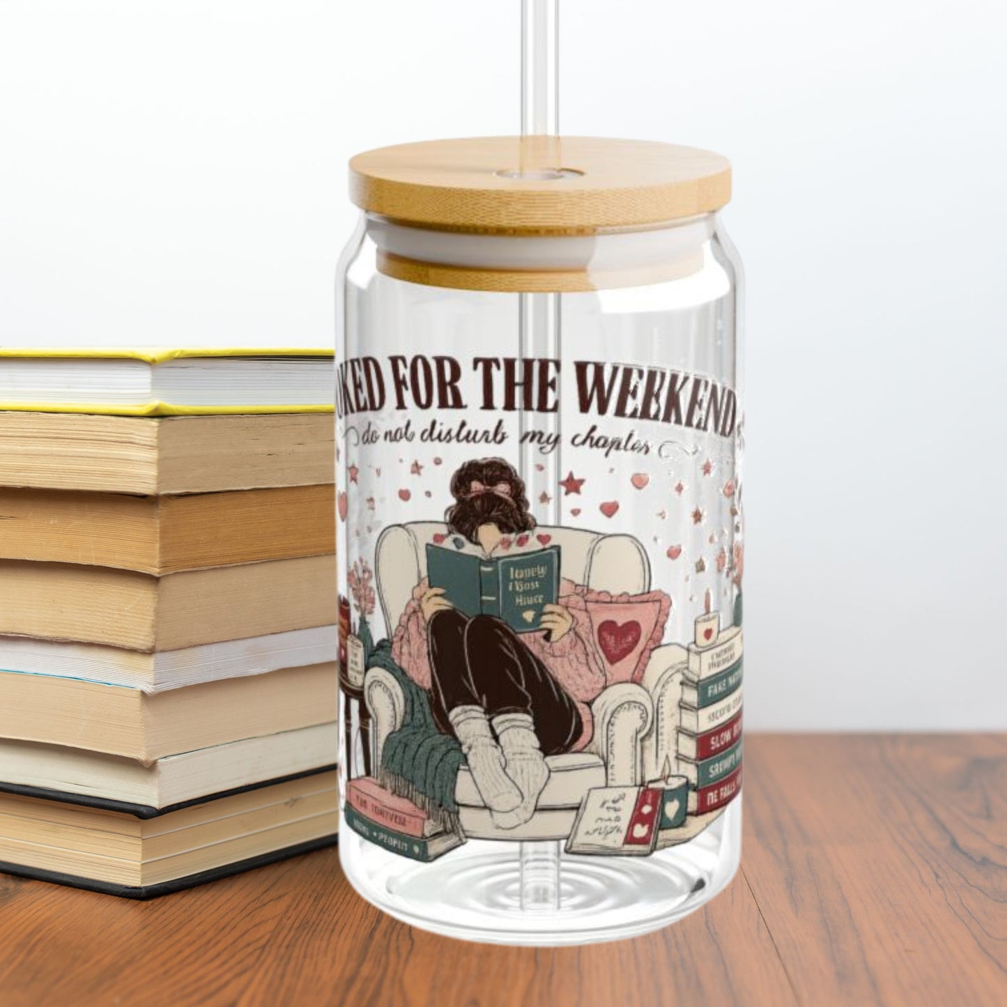 Booked For The Weekend 16oz Glass Cup