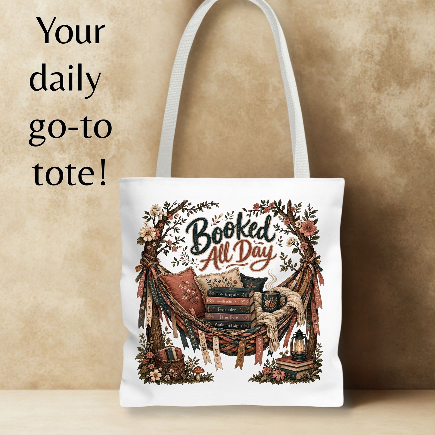 Booked All Day Tote Bag, Book Lover Tote, Reading Book Bag, BookTok Gift, Cozy Literary Tote, Romance Reader Bag
