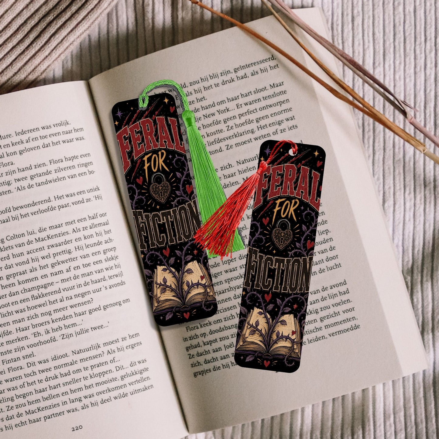 Feral for Fiction Metal Bookmark, Book Lover Bookmark, Romance Reader Gift, BookTok Reading Accessory, Dark Bookish Bookmark
