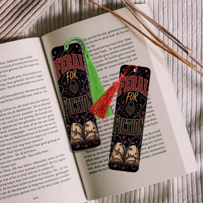 Feral for Fiction Metal Bookmark, Book Lover Bookmark, Romance Reader Gift, BookTok Reading Accessory, Dark Bookish Bookmark