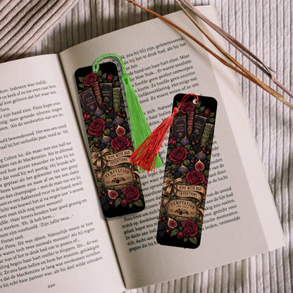 Ripe With Bad Intentions Metal Bookmark with Tassel, Dark Academia Book Lover Gift, Gothic Floral Bookmark, Romance Reader Gift
