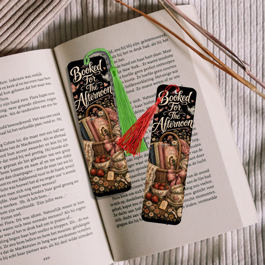 Booked for the Afternoon Metal Bookmark, Romance Reader Bookmark, Book Lover Gift, BookTok Bookmark with Tassel, Cottagecore Reader Gift