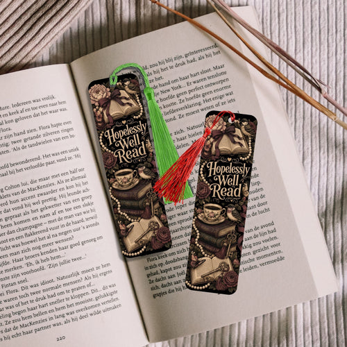 Hopelessly Well Read Metal Bookmark, Book Lover Bookmark, Romance Reader Gift, Cottagecore Bookmark, BookTok Bookmark with Tassel