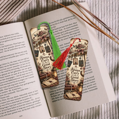 Always Carry a Good Story Metal Bookmark, Book Lover Bookmark, Romance Reader Gift, BookTok Bookmark, Literary Reading Accessory