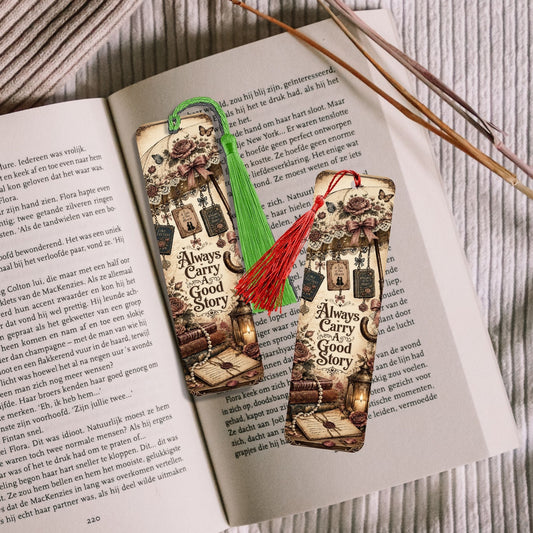 Always Carry a Good Story Metal Bookmark, Book Lover Bookmark, Romance Reader Gift, BookTok Bookmark, Literary Reading Accessory