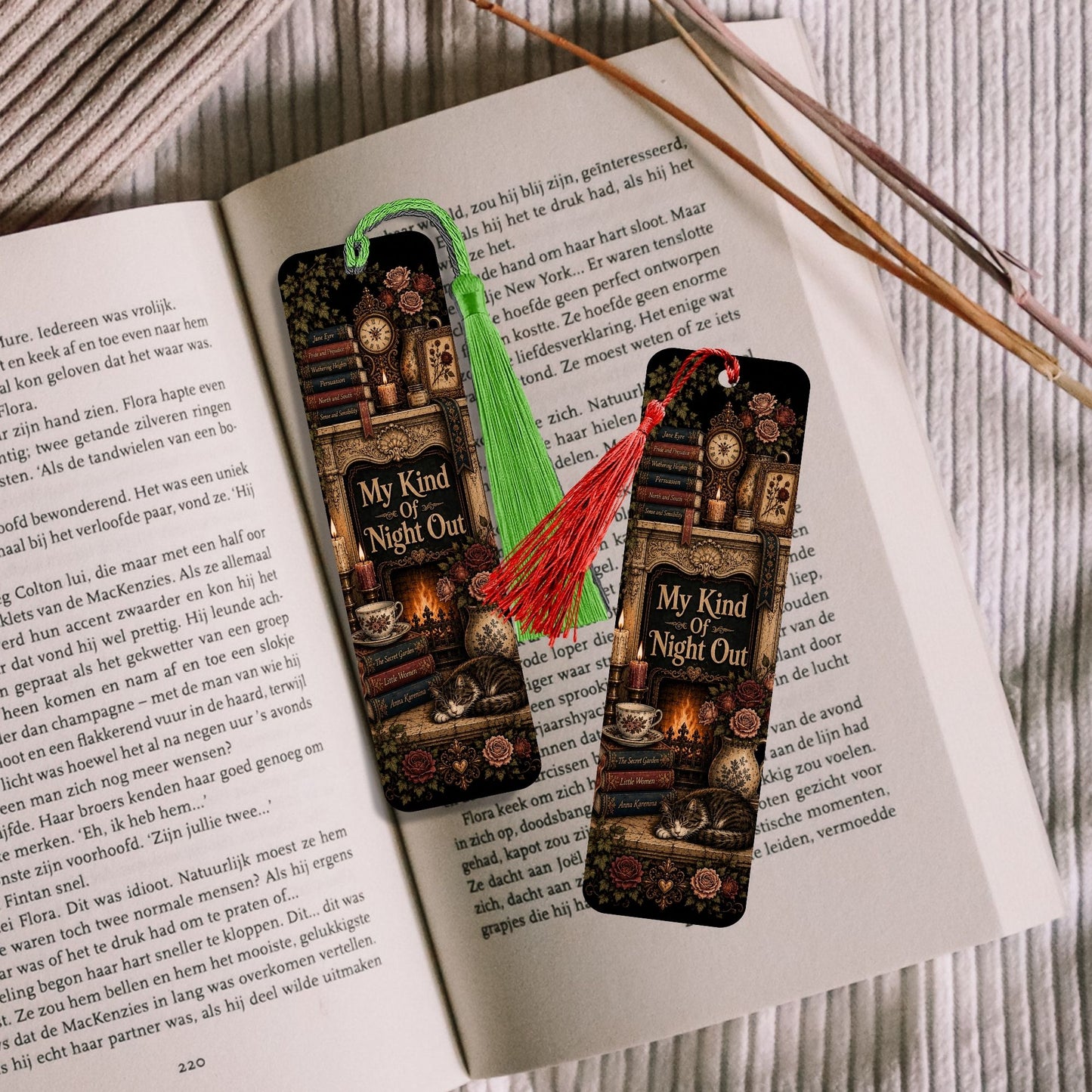 My Kind of Night Out Bookmark, Book Lover Metal Bookmark, Cozy Reading Gift, Vintage Literary Bookmark, Gift for Readers
