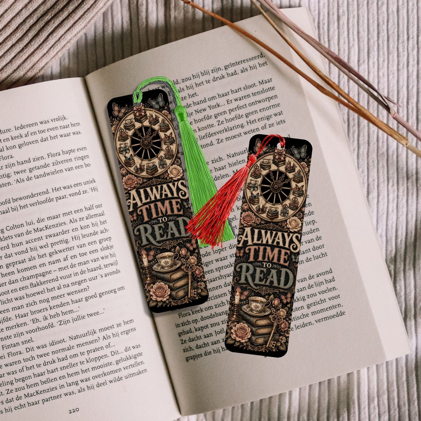 Always Time to Read Metal Bookmark, Book Lover Bookmark, Romance Reader Gift, BookTok Bookmark, Literary Bookmark with Tassel