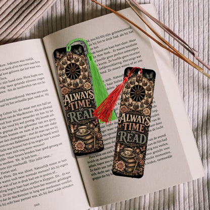 Always Time to Read Metal Bookmark, Book Lover Bookmark, Romance Reader Gift, BookTok Bookmark, Literary Bookmark with Tassel
