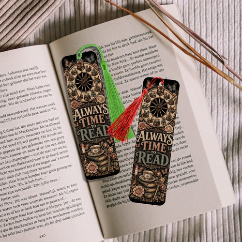 Always Time to Read Metal Bookmark, Book Lover Bookmark, Romance Reader Gift, BookTok Bookmark, Literary Bookmark with Tassel