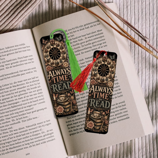 Always Time to Read Metal Bookmark, Book Lover Bookmark, Romance Reader Gift, BookTok Bookmark, Literary Bookmark with Tassel