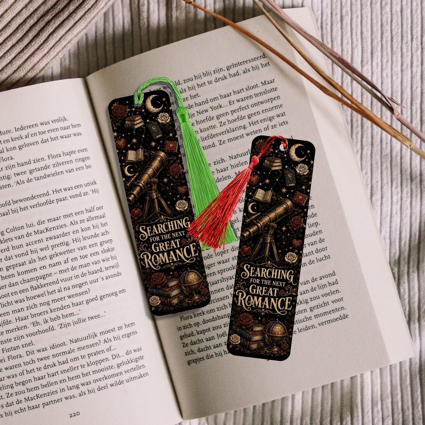Searching for the Next Great Romance Metal Bookmark, Book Lover Bookmark, Romance Reader Gift, BookTok Bookmark, Literary Book Accessory