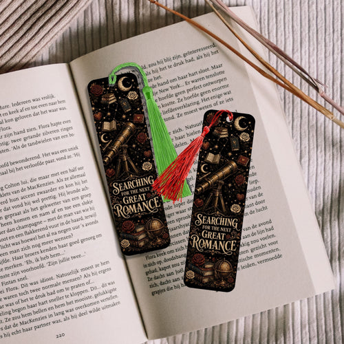 Searching for the Next Great Romance Metal Bookmark, Book Lover Bookmark, Romance Reader Gift, BookTok Bookmark, Literary Book Accessory