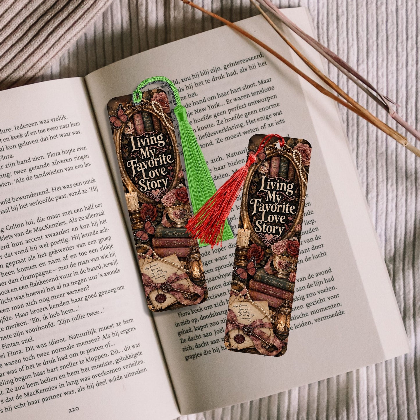 Living My Favorite Love Story Metal Bookmark, Book Lover Bookmark, Romance Reader Gift, BookTok Reading Accessory