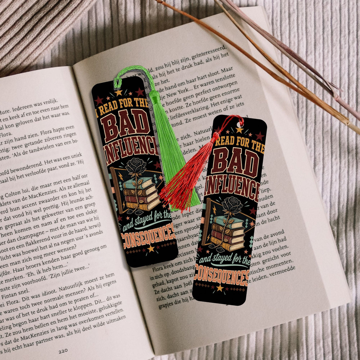 Dark Romance Metal Bookmark with Tassel, Bad Influence Book Lover Gift, Funny Reading Bookmark, Romantasy Reader Gift, Book Club Gift