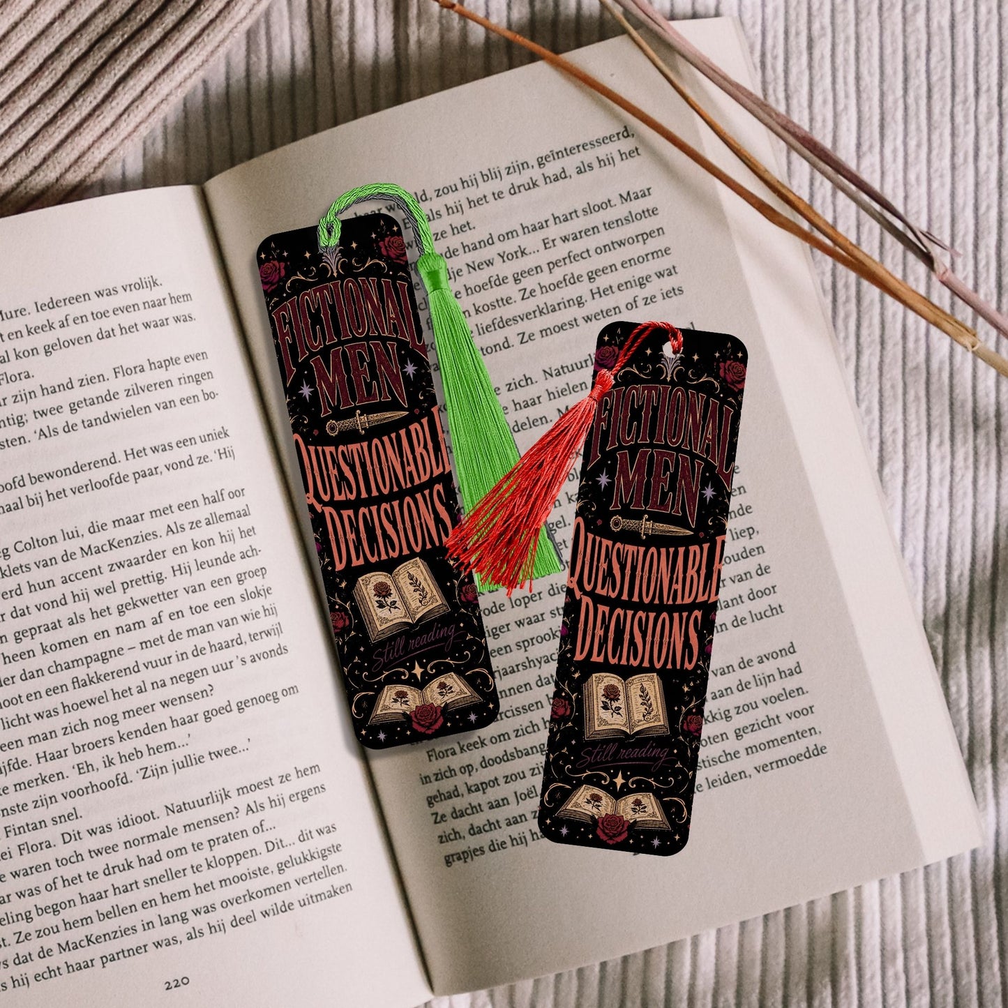 Fictional Men, Questionable Decisions Bookmark, Romance Reader Bookmark, Book Lover Gift, Gothic Bookish Bookmark