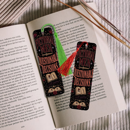 Fictional Men, Questionable Decisions Bookmark, Romance Reader Bookmark, Book Lover Gift, Gothic Bookish Bookmark