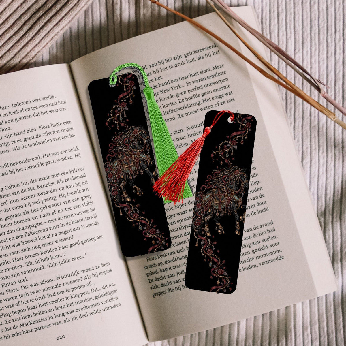 Dark Romantasy Horse Metal Bookmark, Book Lover Bookmark With Tassel, Gothic Reader Gift, Fantasy Horse Book Accessory