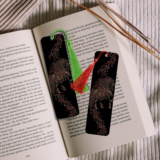 Dark Romantasy Horse Metal Bookmark, Book Lover Bookmark With Tassel, Gothic Reader Gift, Fantasy Horse Book Accessory