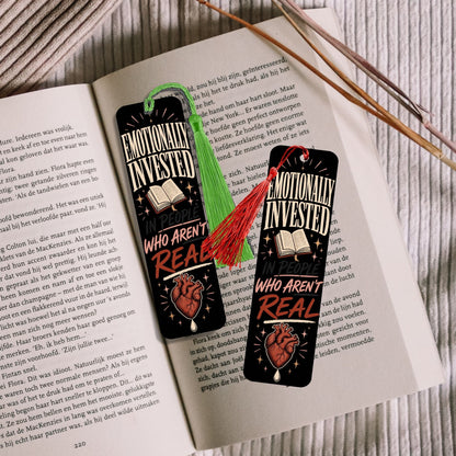 Emotionally Invested Bookmark, Funny Book Lover Bookmark, Romance Reader Gift, BookTok Bookmark, Fictional Men Reader Gift