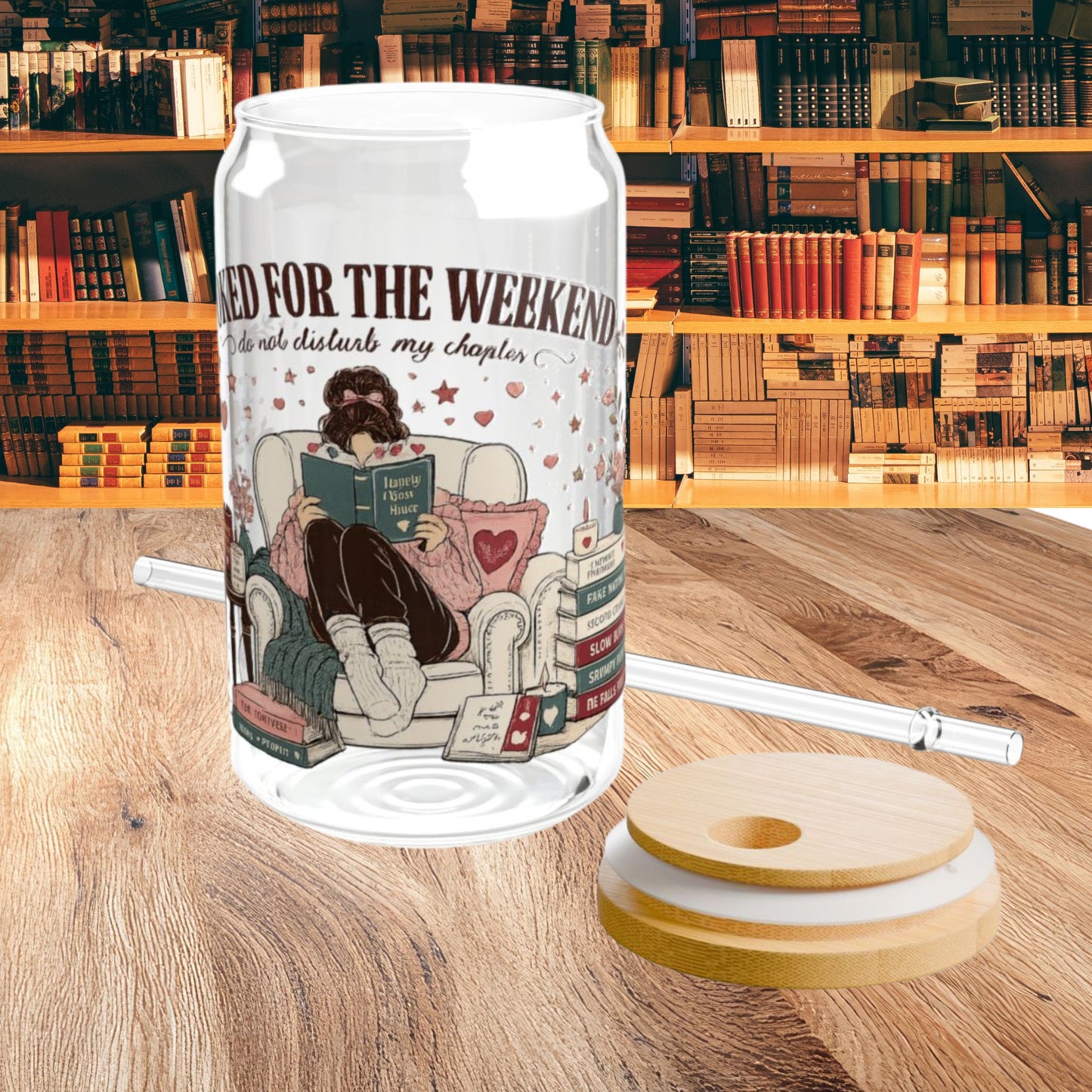 Booked For The Weekend 16oz Glass Cup