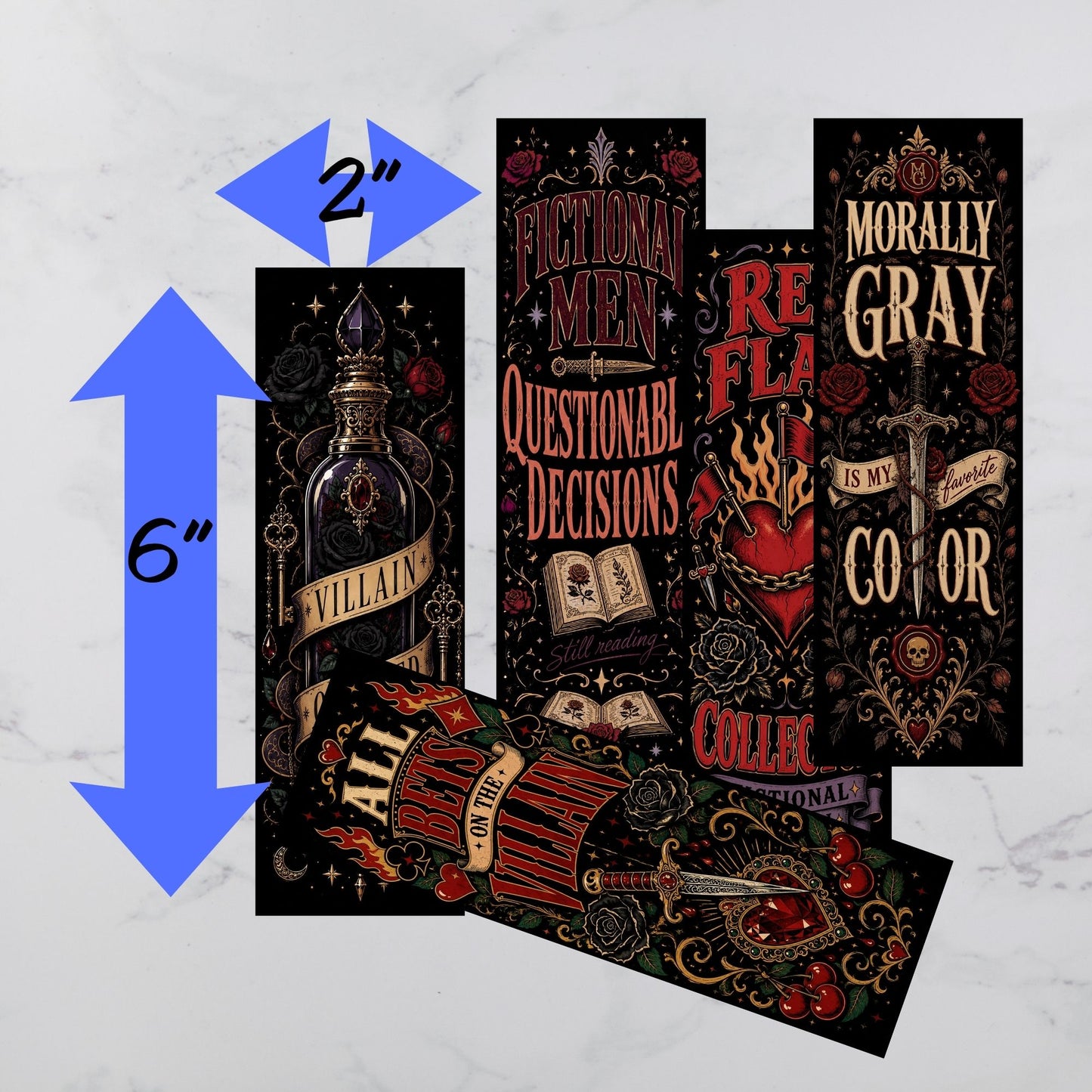 Dark Romance Printable Bookmarks, Villain Reader Bookmark Set, BookTok Printable Bookmarks, JPG PDF Digital Download
