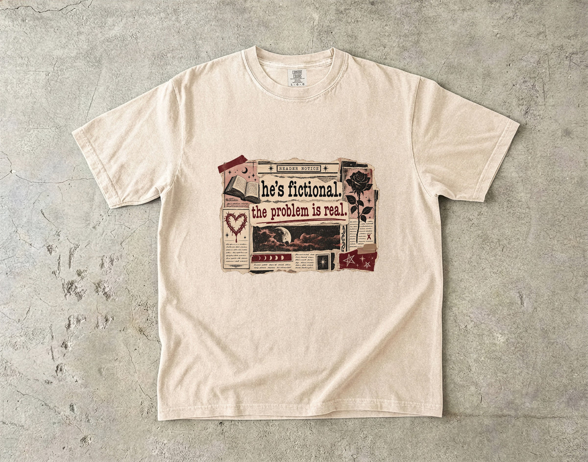 He’s Fictional Problem Is Real Shirt, Funny Romance Reader Tee, Book Lover Gift, Book Club T Shirt, Fictional Man Shirt