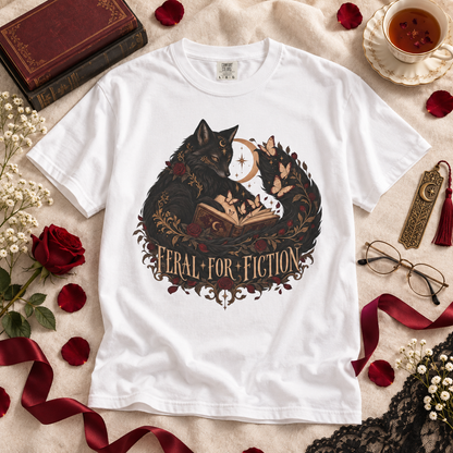 Feral for Fiction Shirt, Dark Romance Book Lover Tee, Gothic Fox Comfort Colors Shirt, Romantasy Reader Gift, BookTok T Shirt